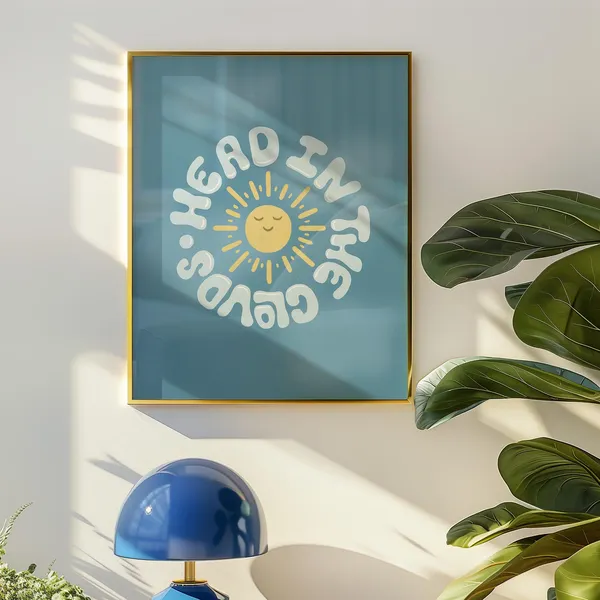 In The Clouds Art Print, Danish Pastel Sun Poster