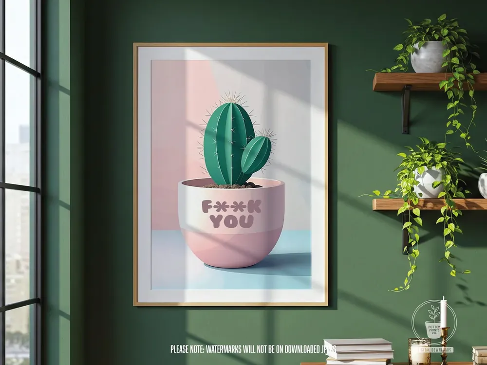 Funny Cactus Print, Cheeky Plant Art