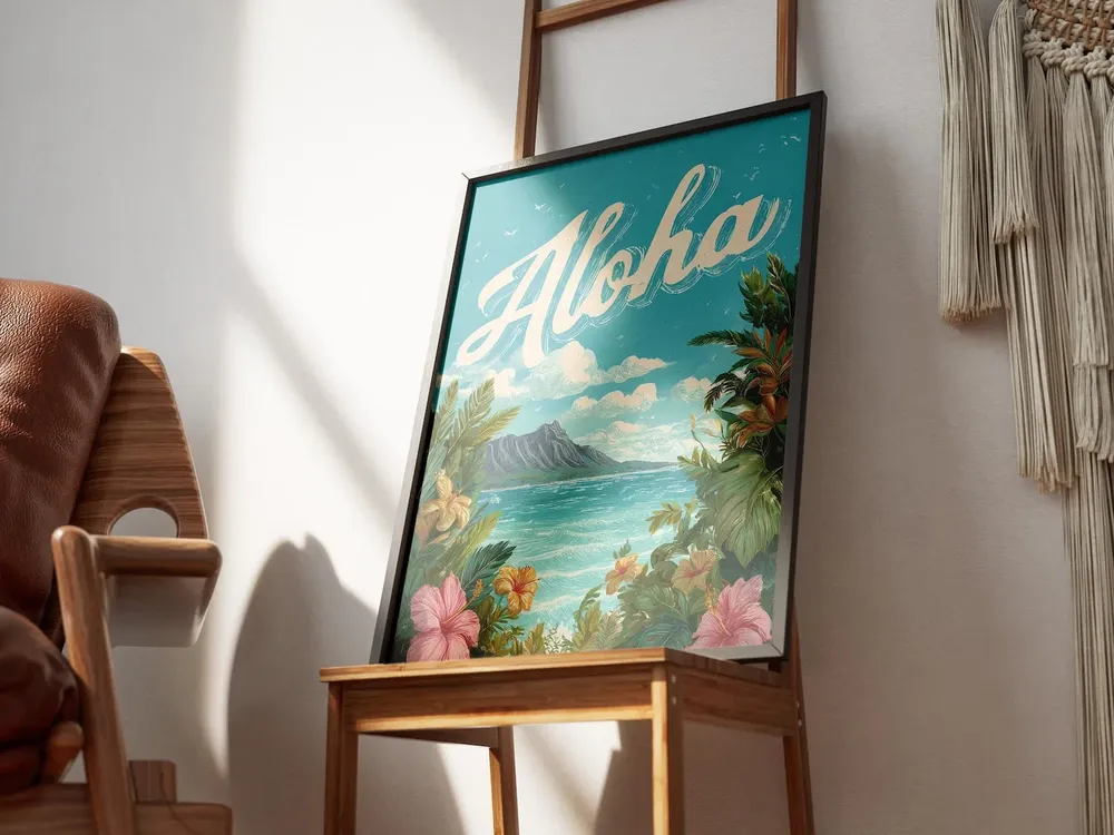 Aloha Hawaii Vintage Travel Poster, Tropical Island Decor - Image 3