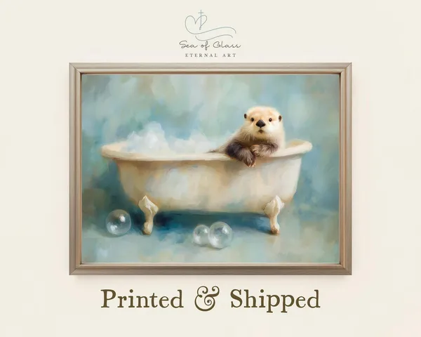 Otter in Clawfoot Tub Art Print, Whimsical Decor
