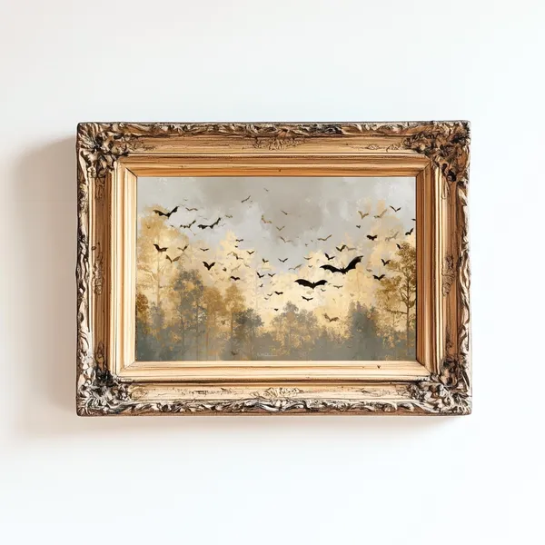 Vintage Spooky Bat Halloween Art Print