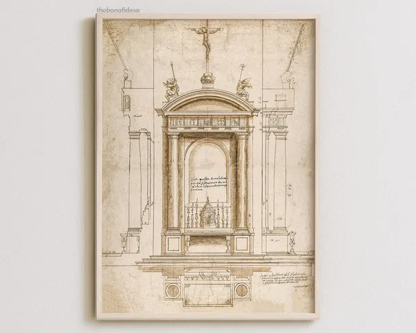 Vintage Architecture Sketch, Minimalist Line Art Print