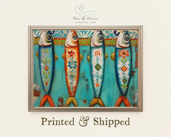 Sardines Folk Art Print, Vintage Nautical Decor