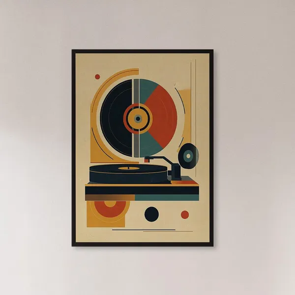 Abstract Gramophone Poster, Mid-Century Music Decor