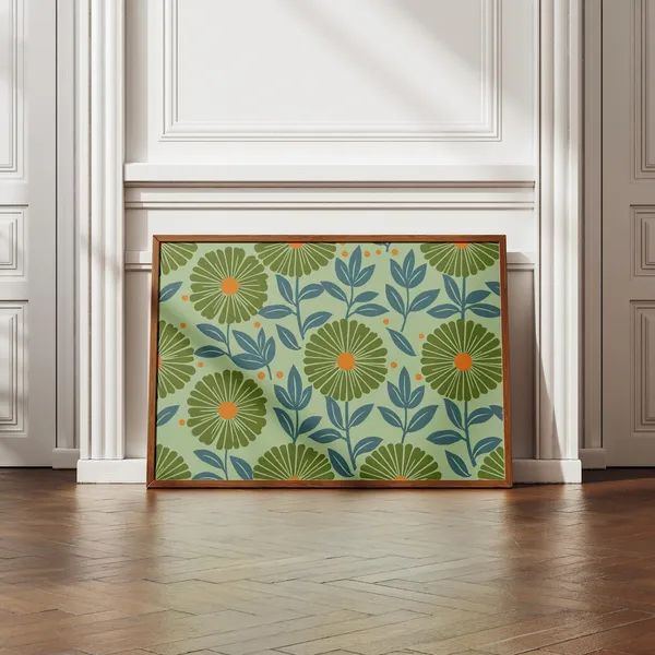 Matisse Green Minimalist Abstract Botanical Art Print