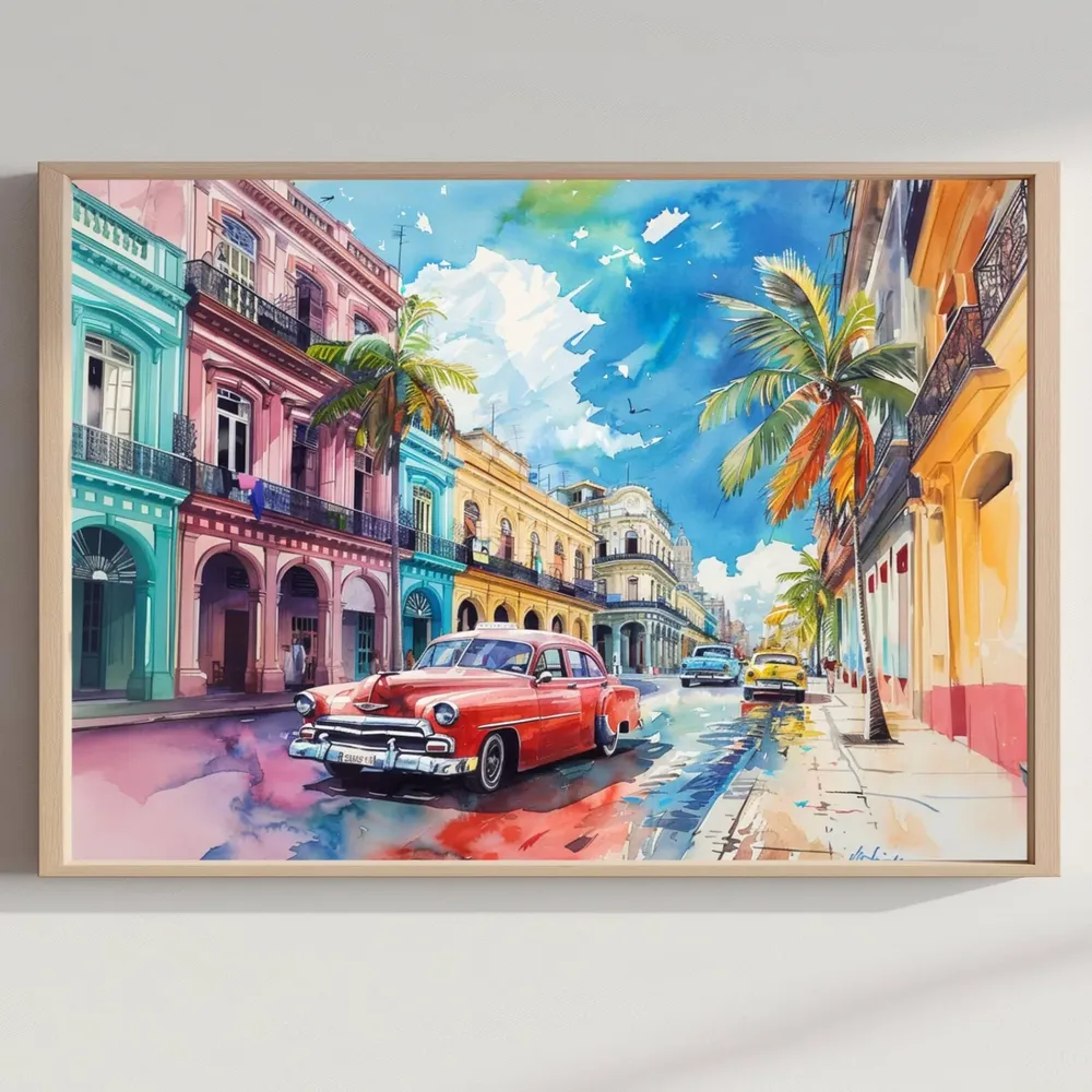 Havana Caribbean Watercolor Travel Poster Print