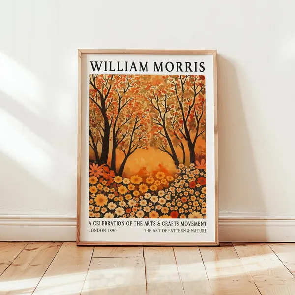 William Morris Autumn Poster, Botanical Fall Leaves