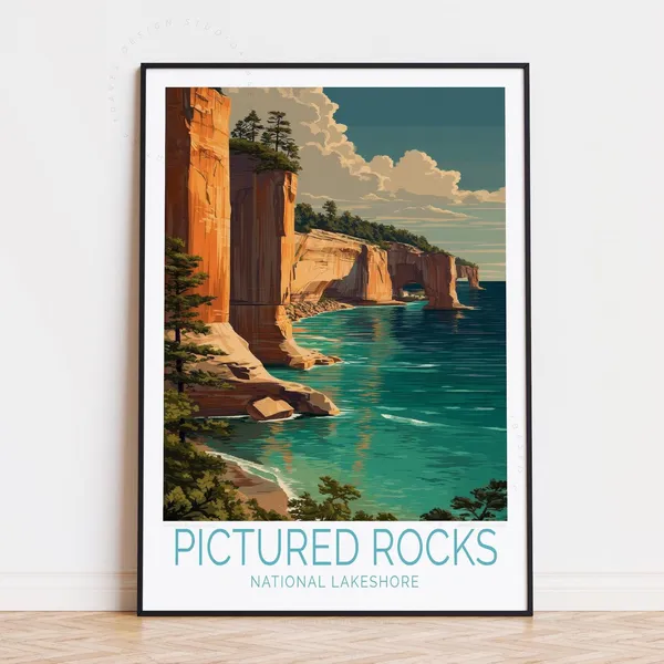 Pictured Rocks National Lakeshore Travel Poster, Michigan
