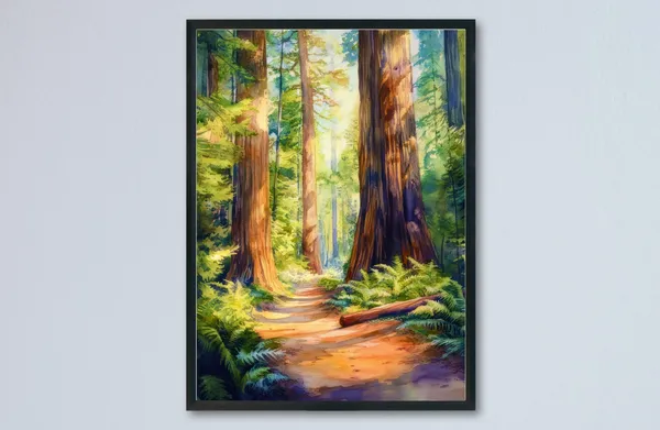 Redwood National and State Parks Watercolor Travel Poster