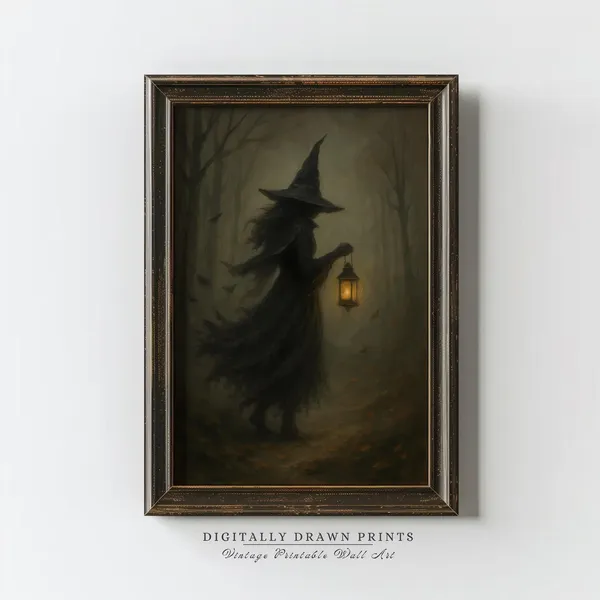 Halloween Witchy Print, Rustic Dark Academia Art