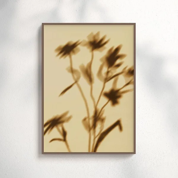 Shadow Botanical Beige Flower Silhouette Art Print