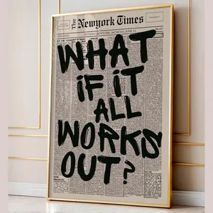 Retro What If It All Works Out Typography Print