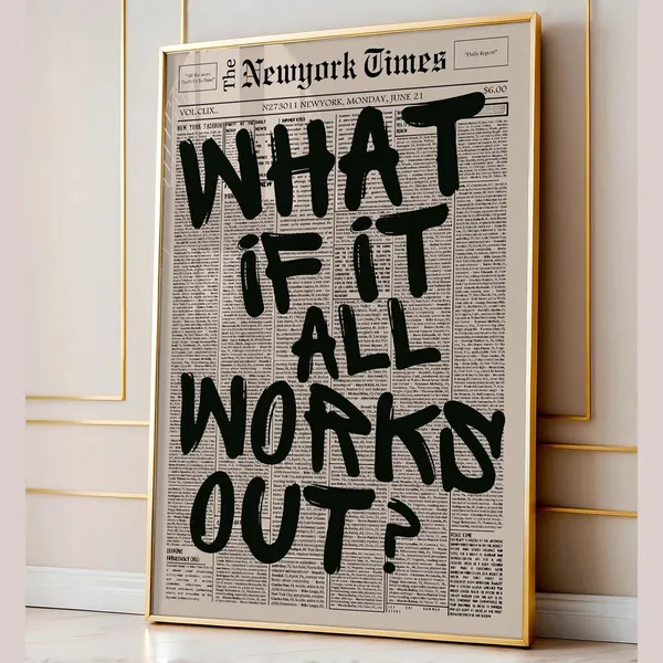 Retro What If It All Works Out Typography Print
