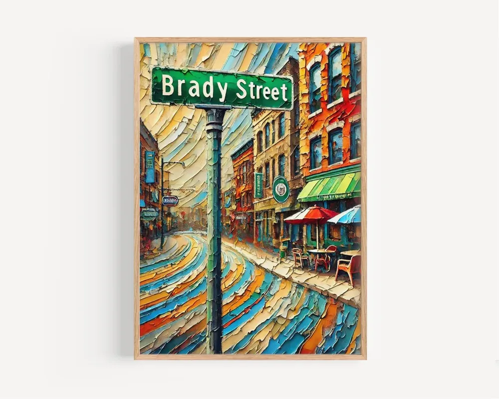 Brady Street Art Print, Wisconsin Travel Souvenir