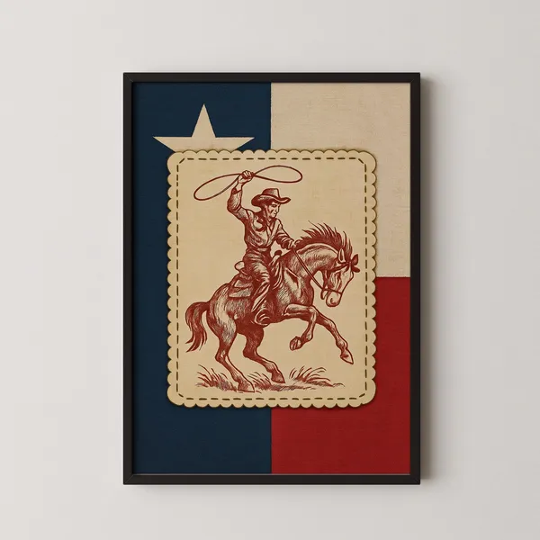 Vintage Cowboy Rodeo Texas Lone Star Art Print