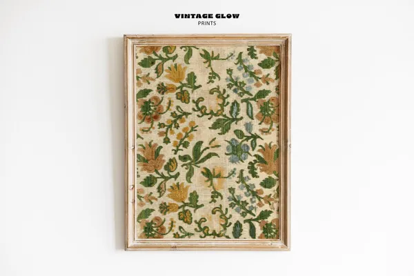 Vintage Floral Pattern Rustic Botanical Art Print