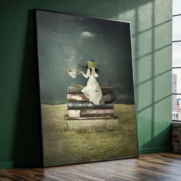 Whimsical Book Lover Surreal Wall Art Print