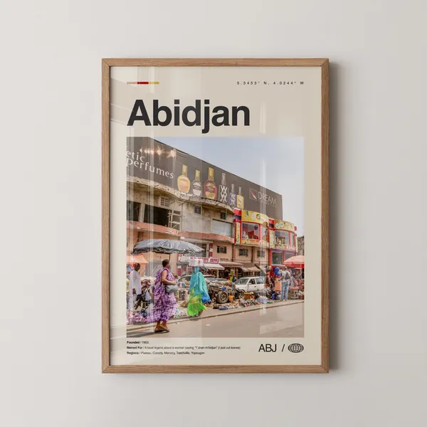 Abidjan Travel Poster, Côte d’Ivoire City Print