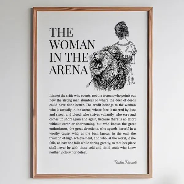 Woman In The Arena Art Print, Feminist Quote