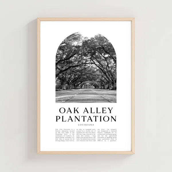 Oak Alley Plantation Travel Poster, Louisiana Landscape
