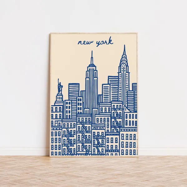 New York Travel Poster, Retro City Art Print
