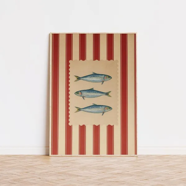 Vintage Fish Print, Coastal Kitchen Art Print