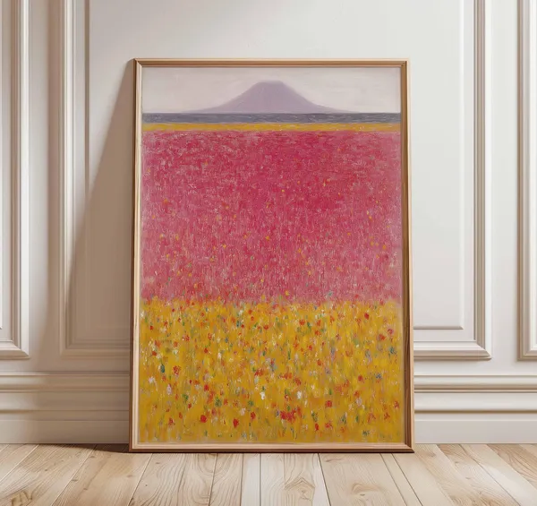 Colorful Abstract Flower Field Poster, Modern Impressionist