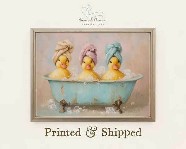 Vintage Ducklings in Bathtub Nursery Art Print