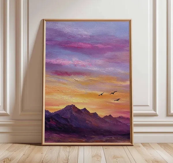 Sunset Mountain Landscape Poster, Nature Wall Art