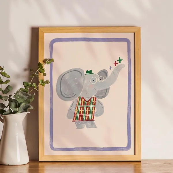 Elephant Nursery Decor, Modern Whimsical Art Print
