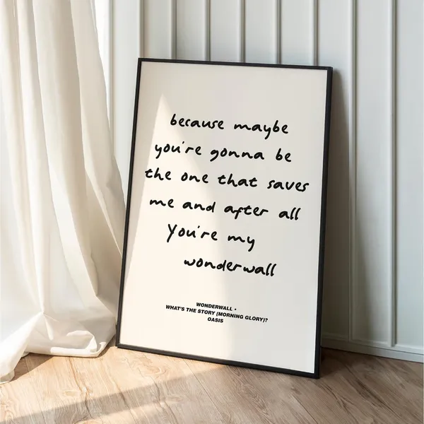 Wonderwall Lyrics, 90s Britpop Song Quote Art Print