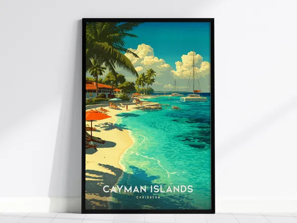 Cayman Islands Beach Art Print, Tropical Seascape