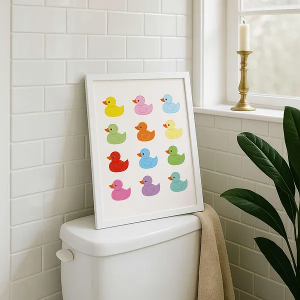 Rubber Duck Bathroom Art Print, Cute Kids Decor