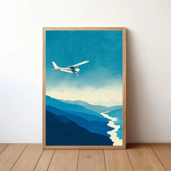 Cessna Plane Poster, Minimalist Aviation Art Print