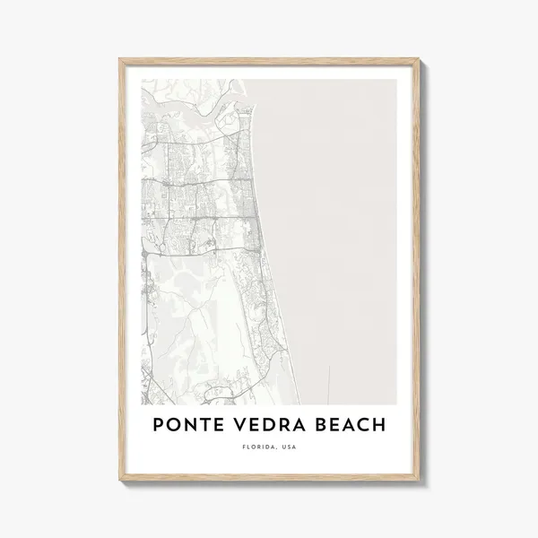 Ponte Vedra Beach Map Art Print, Florida Travel Poster