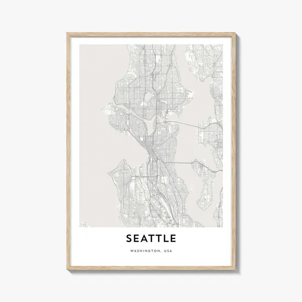 Map Of Seattle Travel Poster, Washington City Artwork