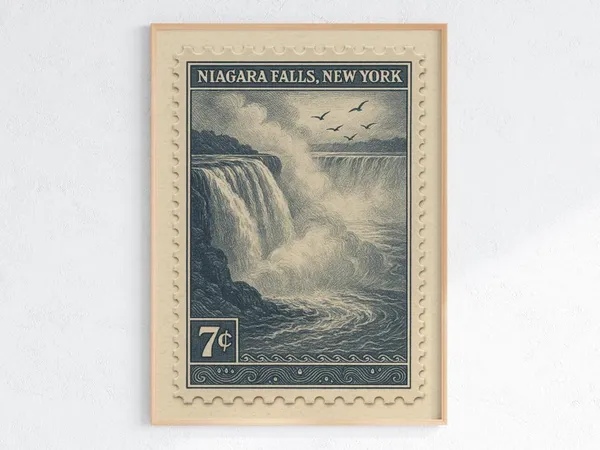 Niagara Falls Vintage 7 Cent New York Stamp Art Print
