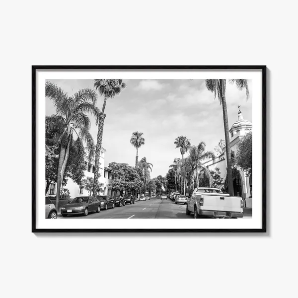 Santa Barbara Black And White Travel Map Art Print