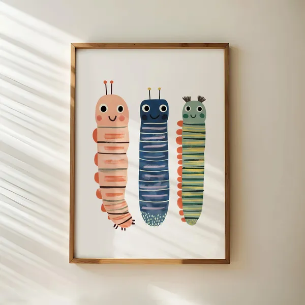 Bug Wall Art Caterpillar Art Print, Nursery Decor