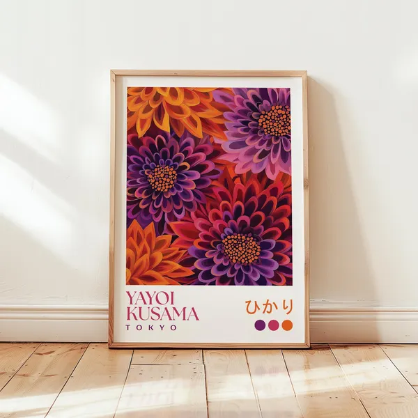Yayoi Kusama-Inspired Floral Art Print, Modern Decor