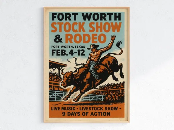 Vintage Rodeo Poster, Fort Worth Stock Show 1952