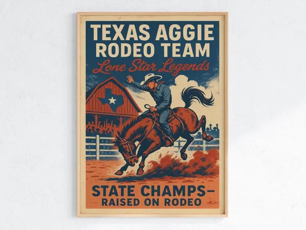 Texas Aggie Rodeo Team Vintage Western Poster Print