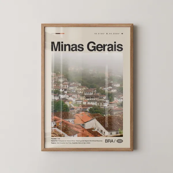 Minas Gerais Brazil Landscape Poster, Colonial Architecture