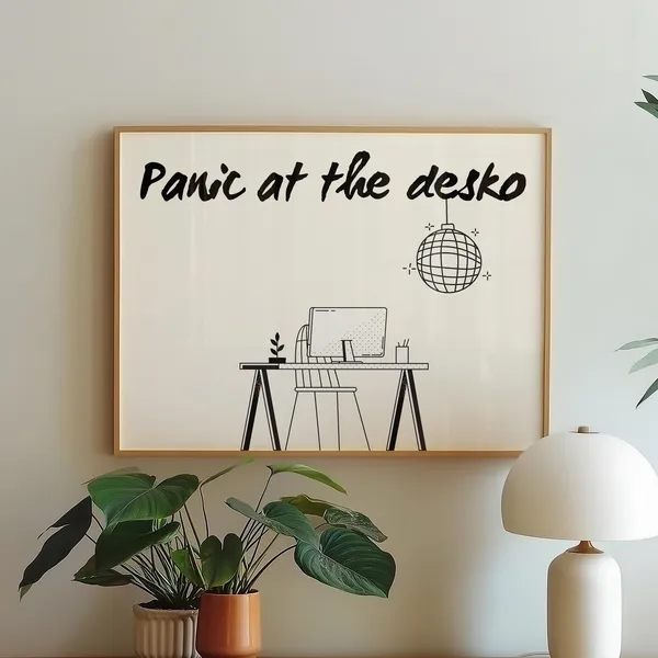 Panic At The Desko Office Poster, Trendy Workplace