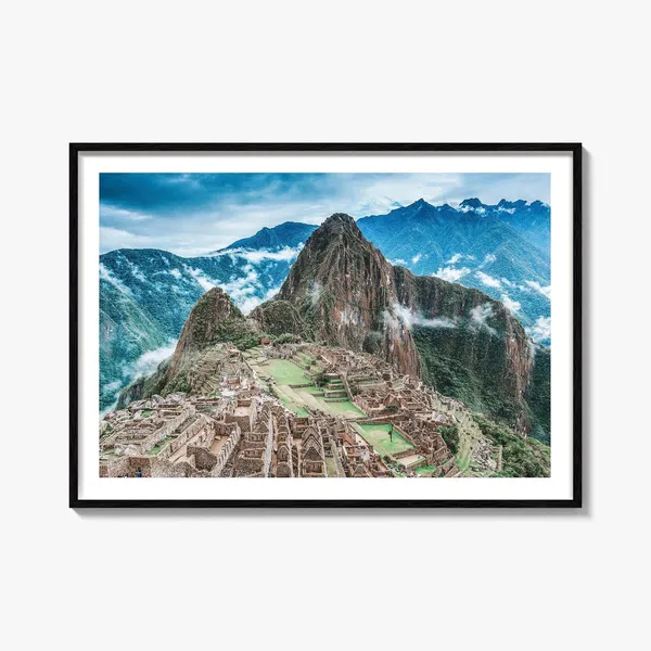 Machu Picchu Travel Poster, Photo Map City Print