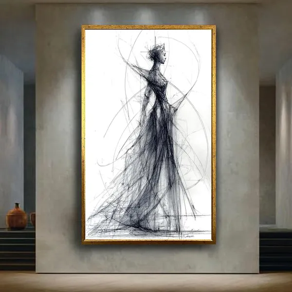 Minimalist Woman Silhouette Line Art Wall Print