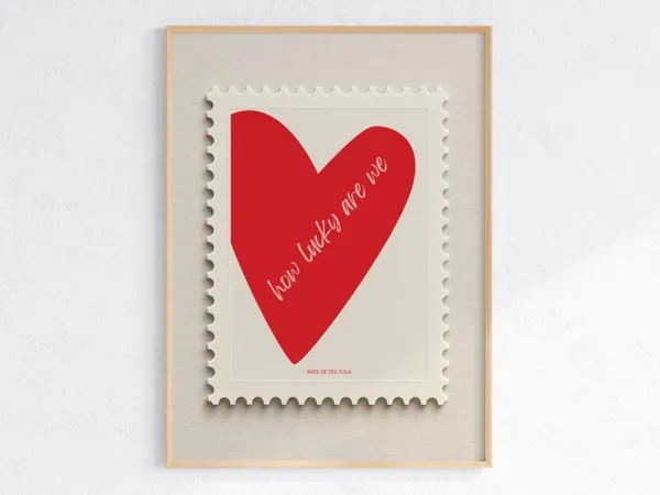 How Lucky Are We Heart Stamp Art Print