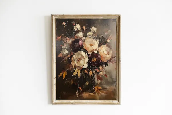 Autumn Floral Bouquet Vintage Still Life Art Print