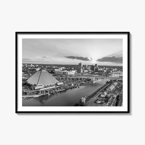 Memphis Black and White Travel Map Poster