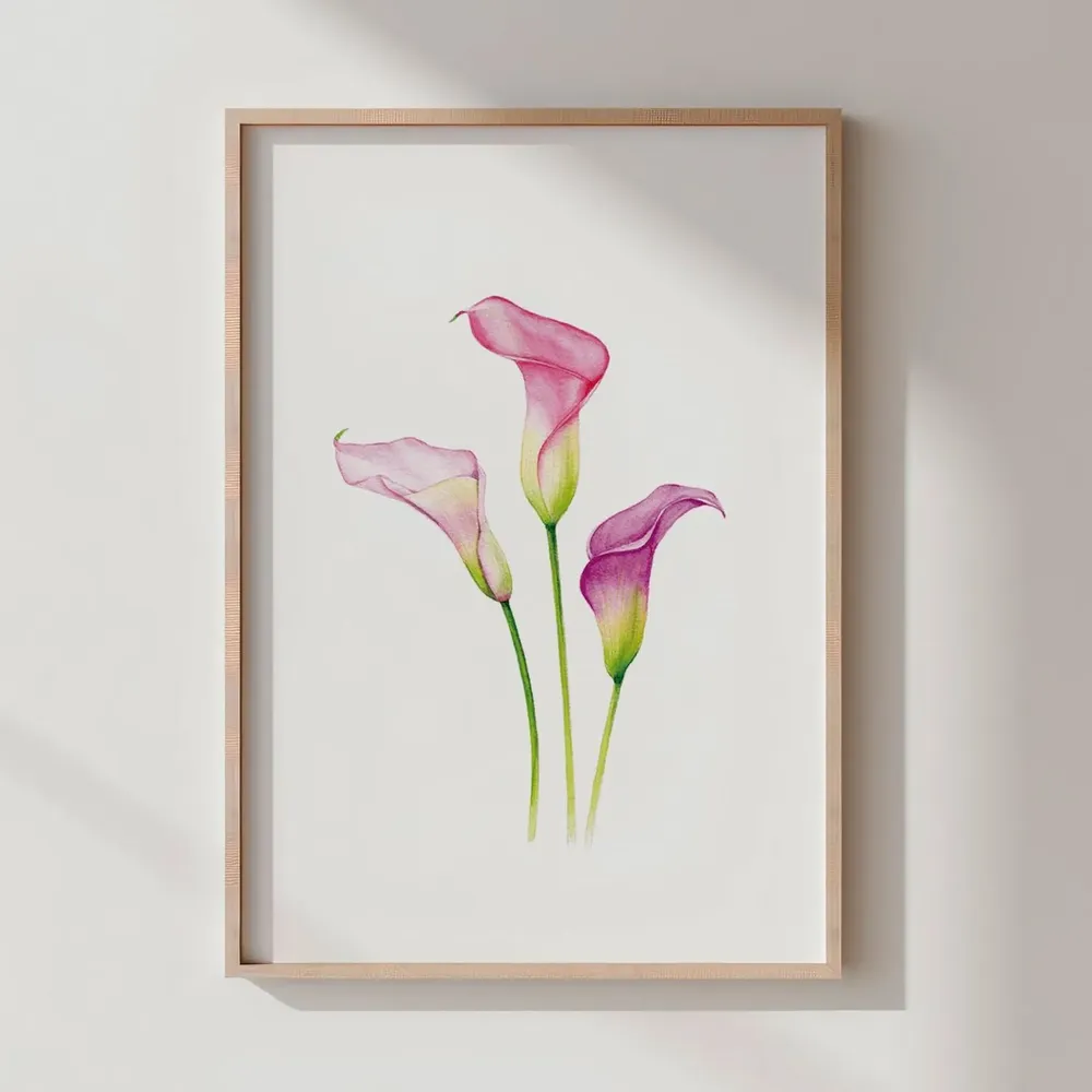 Calla Lily Watercolor Print, Elegant Floral Art